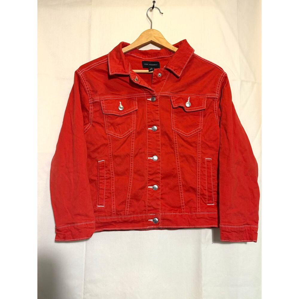 Free Assembly Red Denim Jacket Girls Size XL.